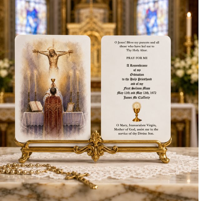 Carte de prière d'ordination de prêtre de la messe (Créateur téléchargé)