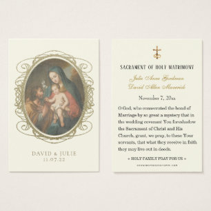 Carte de prière du Mariage catholique