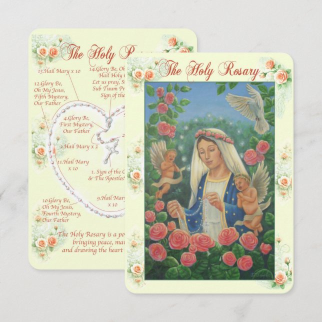 Carte de prière du Rosaire (Devant / Derrière)