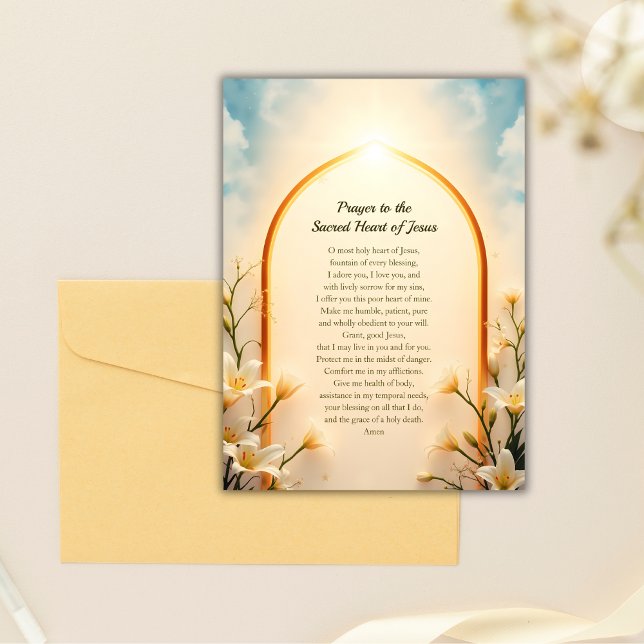 Carte de prière du Sacré-Coeur de Jésus (Catholic Sacred Heart of Jesus Prayer Card)