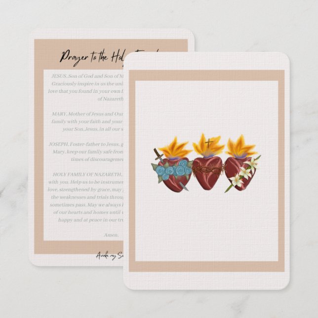 Carte de prière du Saint-Coeur (Devant / Derrière)