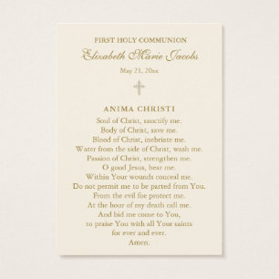 Carte de prière du souvenir pour la première saint
