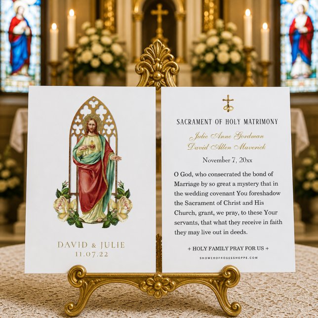 Carte de prière élégante pour mariage catholique J (Créateur téléchargé)