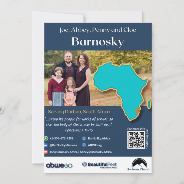 Carte de prière familiale Barnosky (Devant)