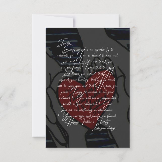 Carte de prière fête des pères (Dos)