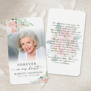 Carte de prière florale élégante avec photo de sym