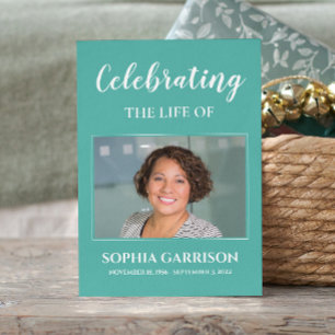 Carte de prière funéraire Aqua Blue Memorial avec