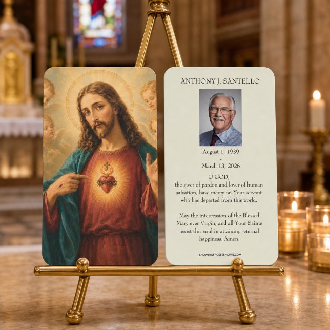 Carte de prière funéraire catholique du Sacré-Cœur (Créateur téléchargé)