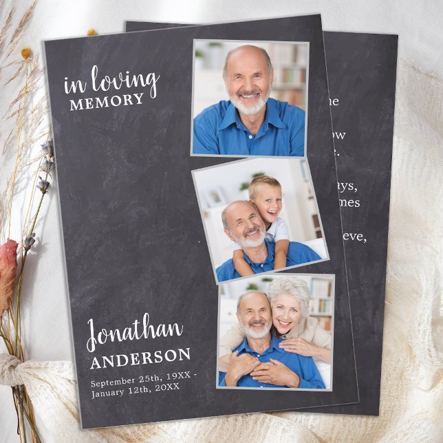 Carte de prière funéraire commémorative 3 ardoise  (Créateur téléchargé)