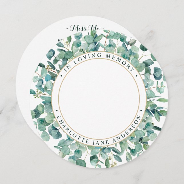 Carte de prière funéraire commémorative Eucalyptus (Devant / Derrière)