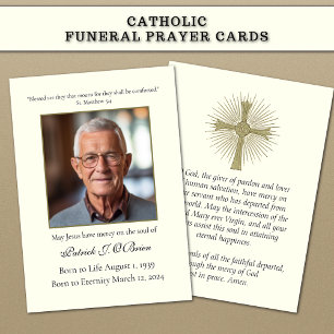 Carte de prière funéraire de croix catholique mémo