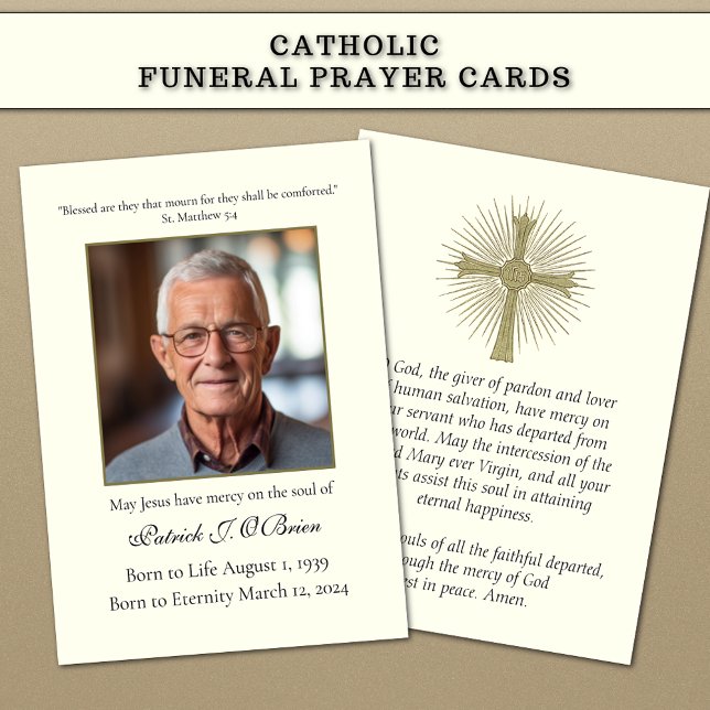 Carte de prière funéraire de croix catholique mémo (Créateur téléchargé)