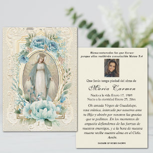 Carte de prière funéraire de la Vierge espagnole