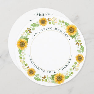 Carte de prière funéraire des tournesols