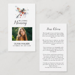 Carte de prière funéraire Dragonfly Memorial Poem