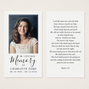 Carte de prière funéraire en mémoire d'amour