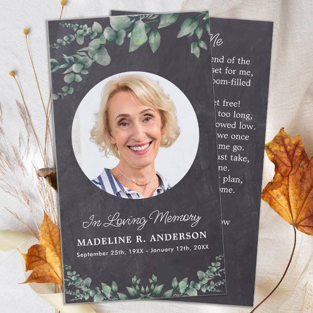 Carte de prière funéraire Eucalyptus (Créateur téléchargé)