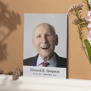 Carte De Prière Funéraire Gris Classique Avec Phot