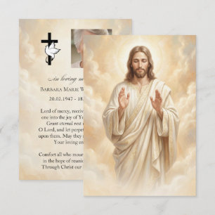 Carte de prière funéraire Jésus 3,5 x 5 pouces