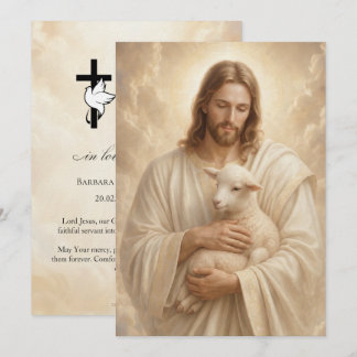 Carte de prière funéraire Jésus Bon Berger 5x7 pou