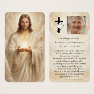 Carte de prière funéraire Jésus Lumière du Monde