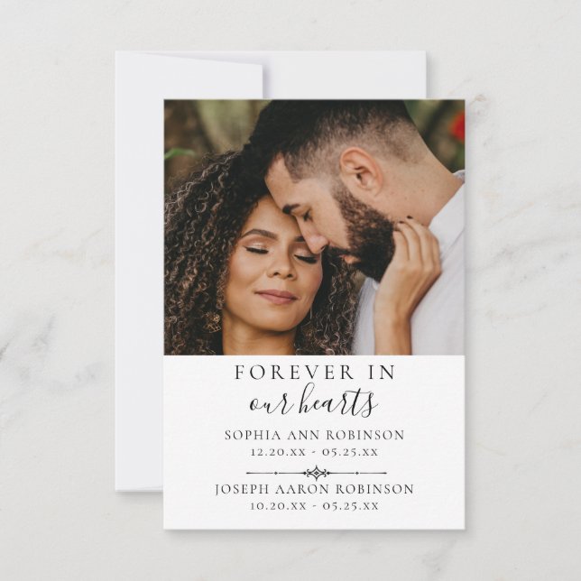 Carte de prière funéraire mémorial double photo (Devant)