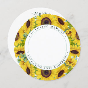 Carte de prière funéraire Mémorial Fleur de soleil