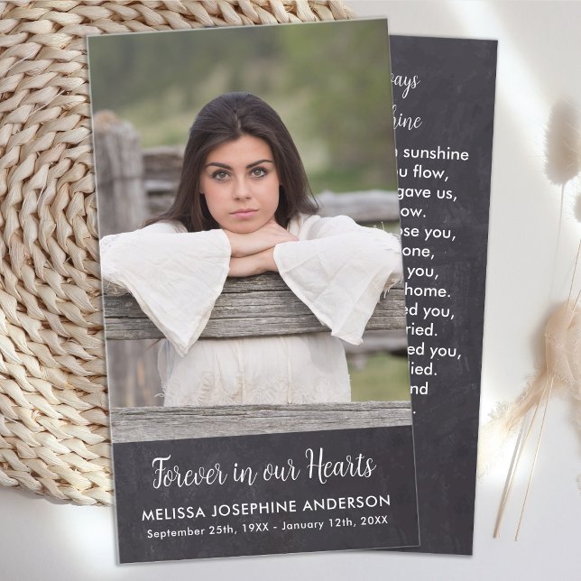 Carte de prière funéraire Memorial Rustic Photo (Créateur téléchargé)