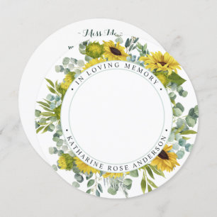 Carte de prière funéraire mémorial tournesol Eucal
