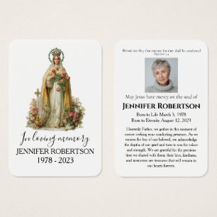 Carte de prière funéraire mémorielle catholique de