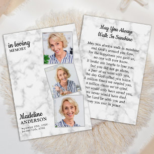 Carte de prière funéraire moderne 3 photos