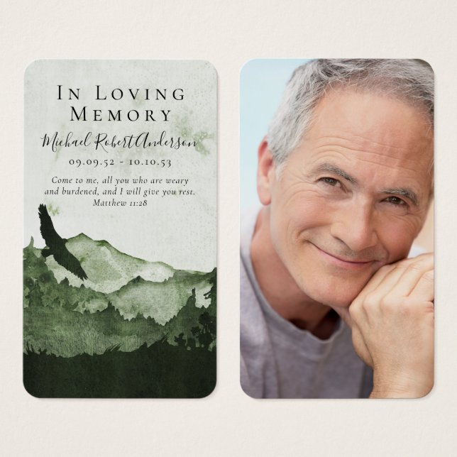 Carte de prière funéraire Mountain Photo (Devant & derrière)