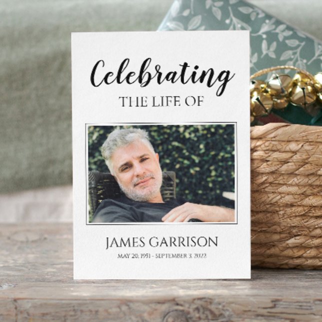 Carte de prière funéraire noire blanche élégante a (Créateur téléchargé)