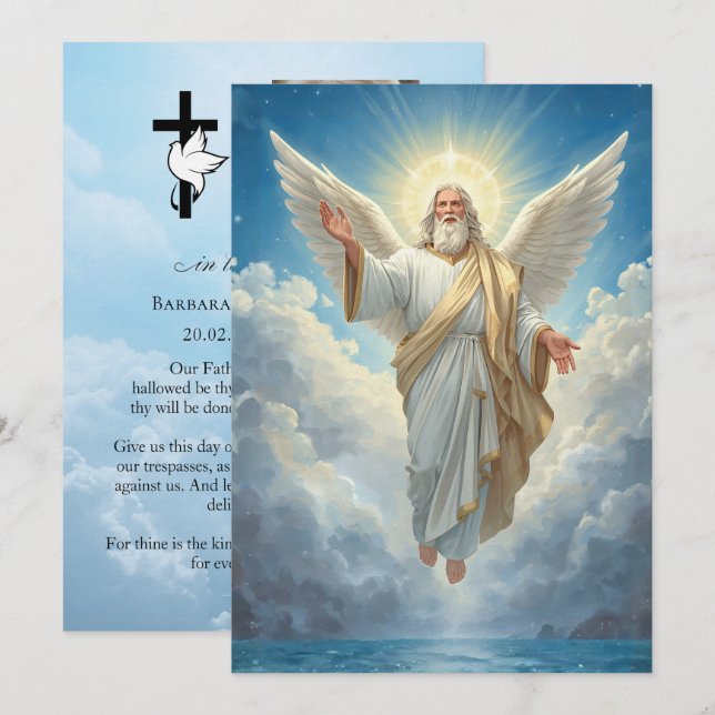 Carte de prière funéraire Notre Père 5x7 pouces (Devant / Derrière)