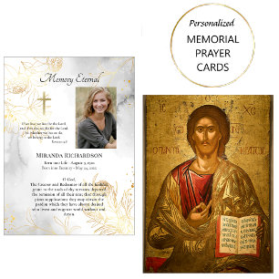 Carte de prière funéraire orthodoxe Rose d'or Deli