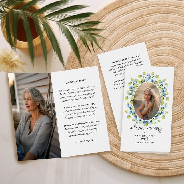 Carte de prière funéraire photo à la mémoire affec (Memorial Sympathy Prayer Card Keepsake by Darling & May)