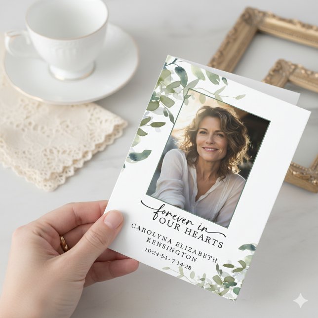 Carte de prière funéraire pour toujours dans nos c (Forever in Our Hearts Funeral Prayer Card)