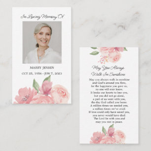 Carte de prière funéraire rose