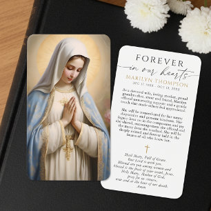 Carte de prière funéraire Vierge Marie Je vous sal