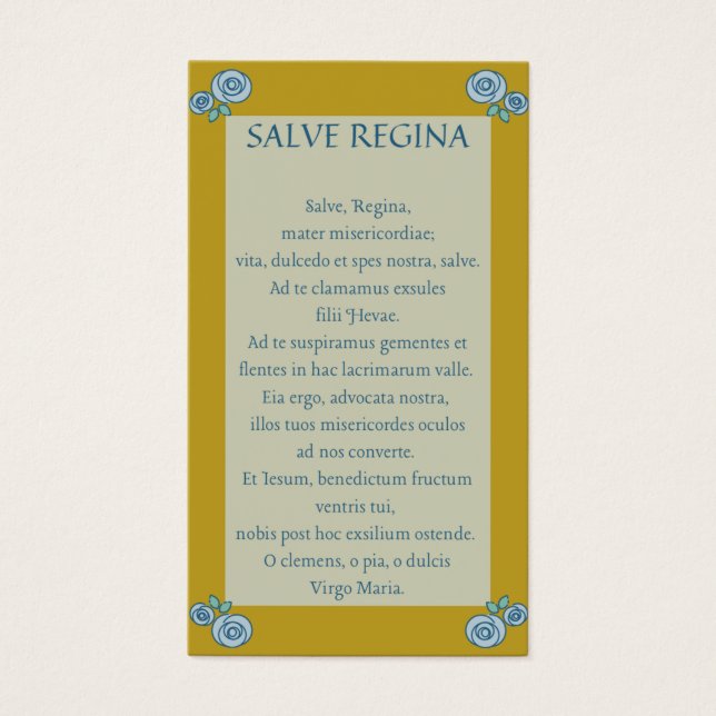 Carte de prière latine Salve Regina (Devant)
