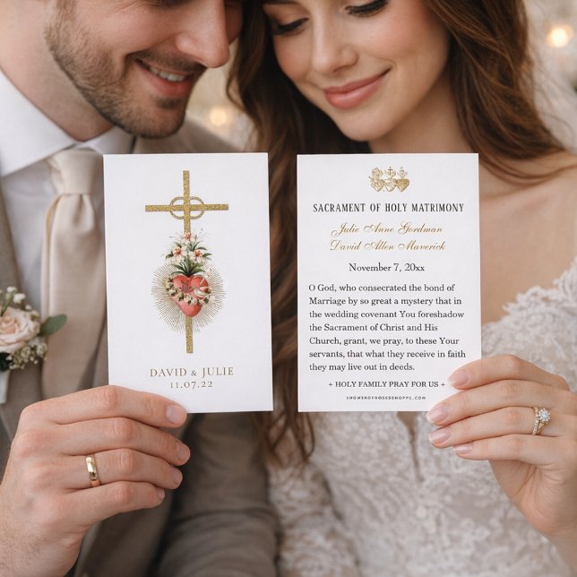 Carte de prière Mariage catholique avec croix et a (Créateur téléchargé)