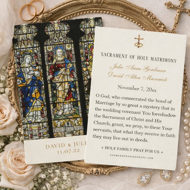 Carte de prière Mariage catholique en verre tendu (Créateur téléchargé)