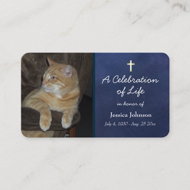 Carte de prière Memorial avec une option photo (Devant)