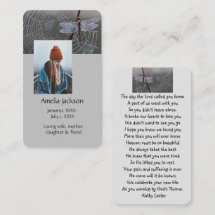 Carte de prière Memorial Dragonfly Dewdrops