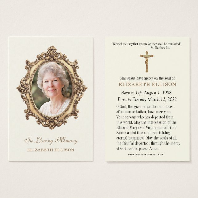 Carte de prière mémorielle catholique de photo de  (Devant & derrière)