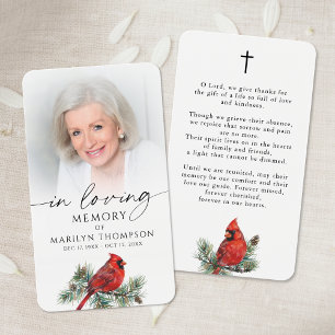 Carte de prière mémorielle du cardinal en souvenir