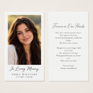 Carte de prière mémorielle photo pour toujours dan