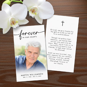 Carte de prière moderne avec photo pour condoléanc