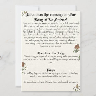 Carte de prière Notre-Dame de la Salette