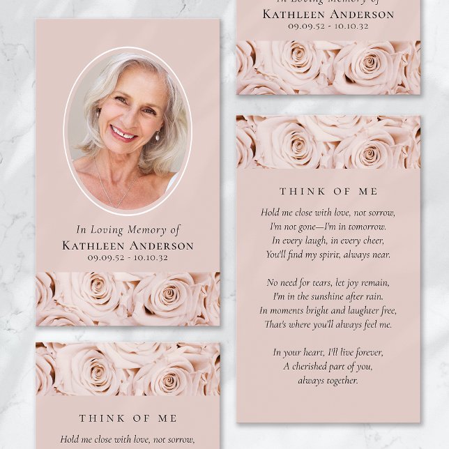 Carte de prière Oval Photo Rose Roses Memorial (Créateur téléchargé)